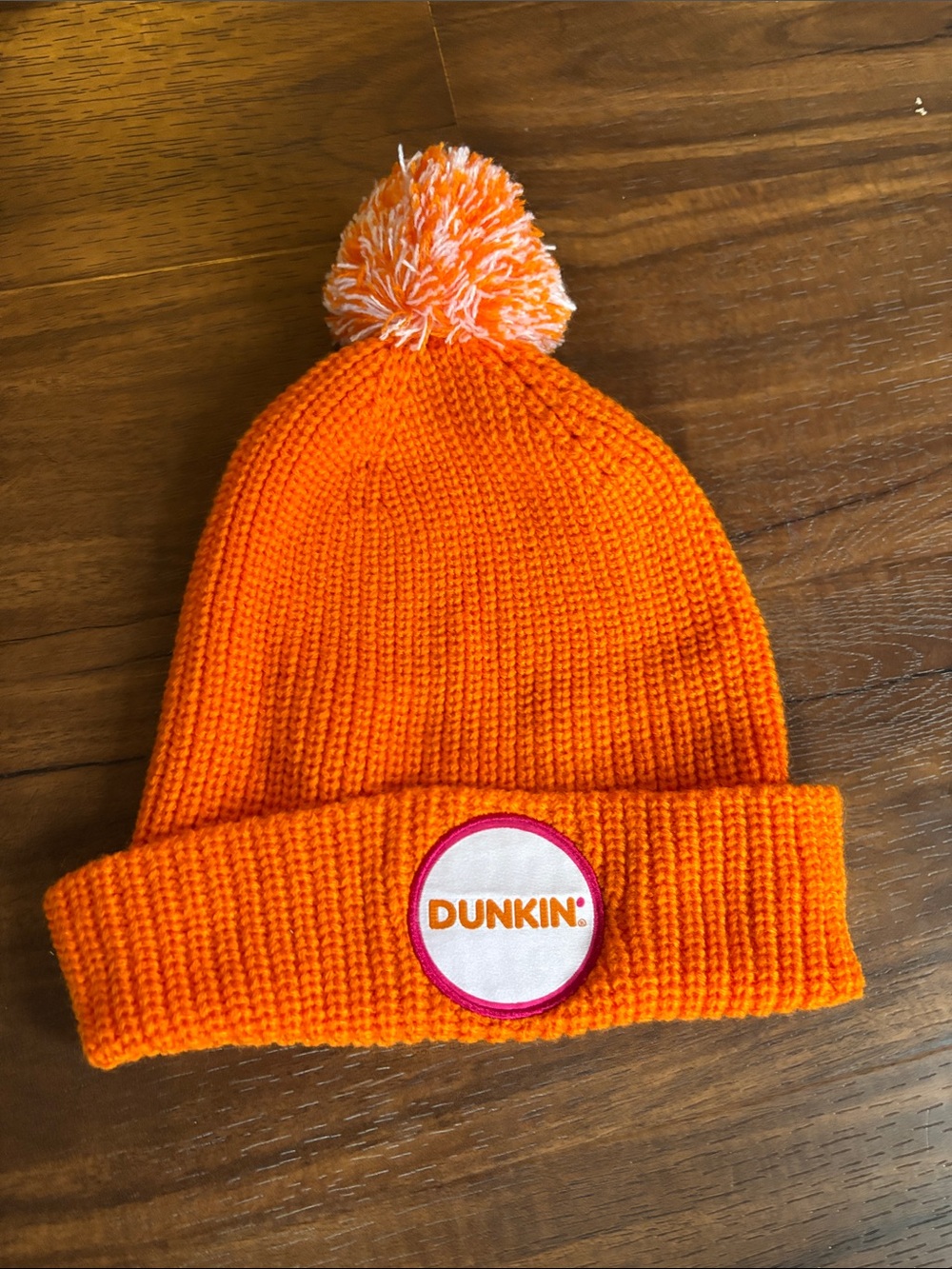 Kids Pom Beanie Hat in Bright Orange